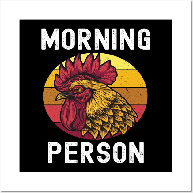 Graphic Rooster Morning Person Animal Retro Rise And Shine Wall Art by Lone Wolf Works